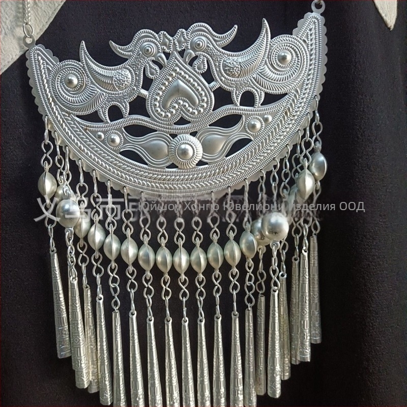 Етническо метално колие-огърлица, многослоен дизайн, окачване от сплав, дължина над 81 см