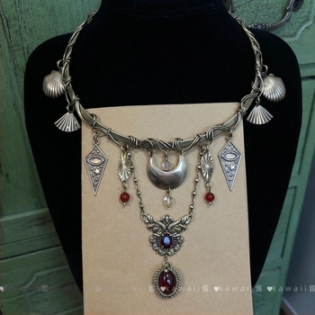 Полумесец чокер от сплав, обикновена верига, женски модел, античен стил, тегло 10