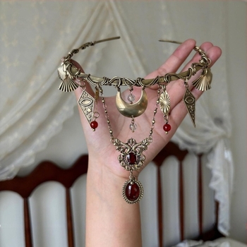 Полумесец чокер от сплав, обикновена верига, женски модел, античен стил, тегло 10
