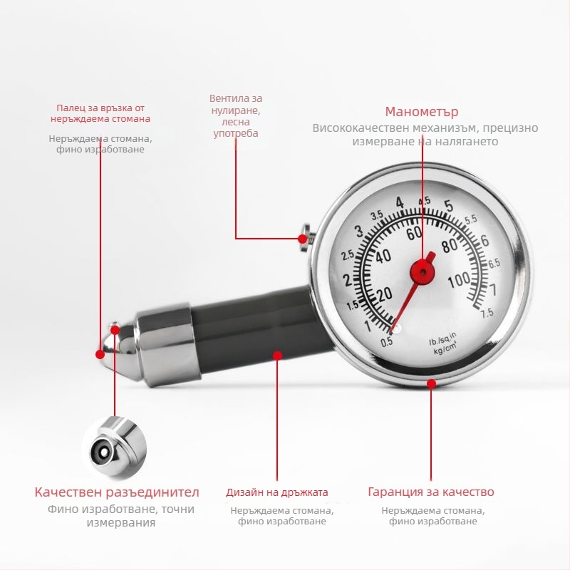 Манометр за гуми – високопрецизен, преносим монитор за налягането (220V)
