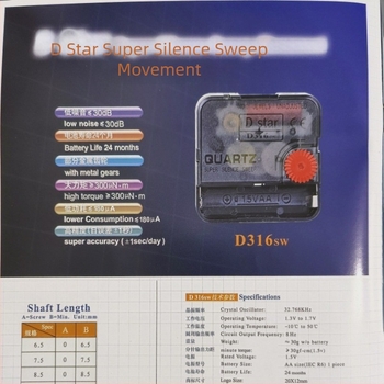 Кварцов часовников механизъм за стенен часовник, безшумен плавен ход, корпус от пластмаса, модерен минимализъм, възможна персонализация