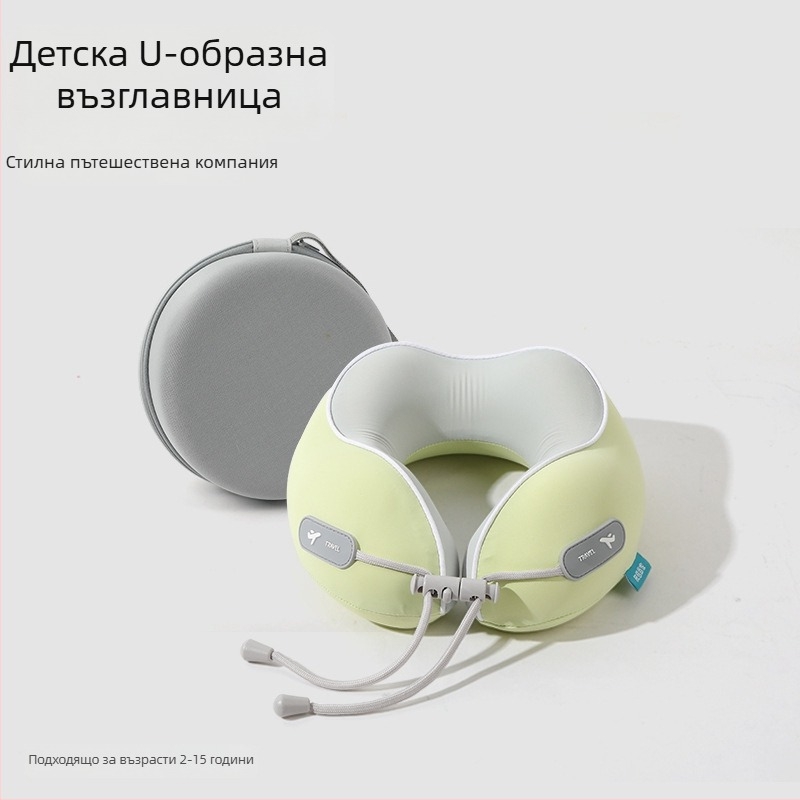 У-образна възглавничка за шия с паметна пяна, Ice Silk плат, стил родител-дете за пътуване