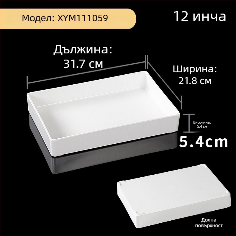 Меламинова квадратна тарелка за сервиране на мариновани ястия, глазирана повърхност, модерен минималистичен стил, едноцветен дизайн