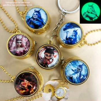 Унисекс висулков часовник с нощно светене и въртящ се циферблат, електронно движение, аналогово + цифров дисплей, кръгъл метален корпус, не е водоустойчив