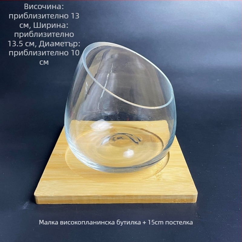 Стъклена бутилка с мъх за микро-ландшафт и екологичен дизайн — аквариум за златни риби с кръгъл отвор; сукуленти; Марка: Small Space Big World; Опаковка: картон; Дисплей: на повърхността