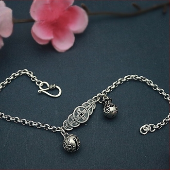 Медна глезенна гривна с текстово гравиране – народен стил, стил за двойки, индивидуално опакована