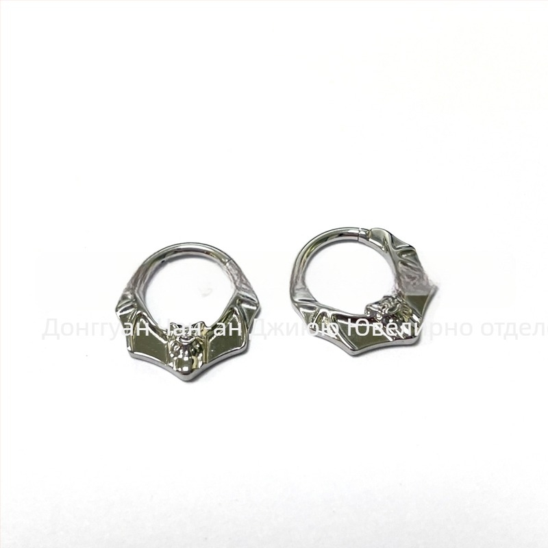 Пръстен за нос, титаниев G23, мотив прилеп, унисекс, безшевен пирсинг, BBM113, серия Crazy Animal City, с гравиране