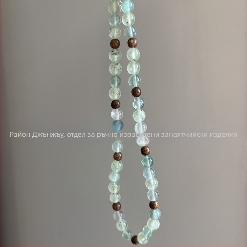 Колие със зелени кристали Hair Crystal и Green Ghost Crystal, 925 сребърни елементи, оригинален дизайн