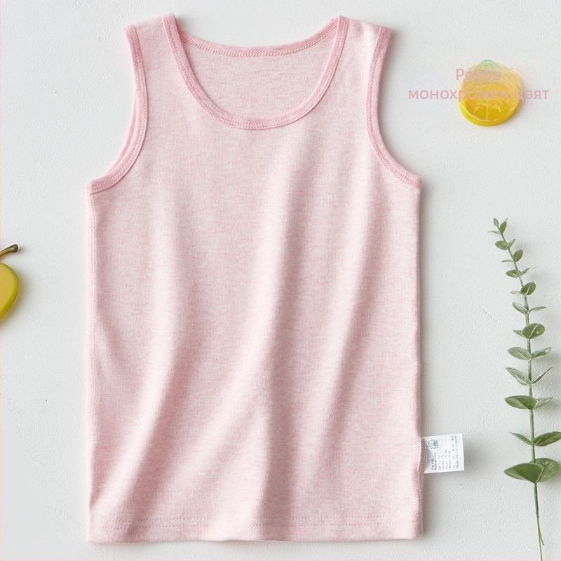 Детски безръкавен памучен потник с райета, 80% памук, пролетно-лятна серия, унисекс, за деца 3–8 г