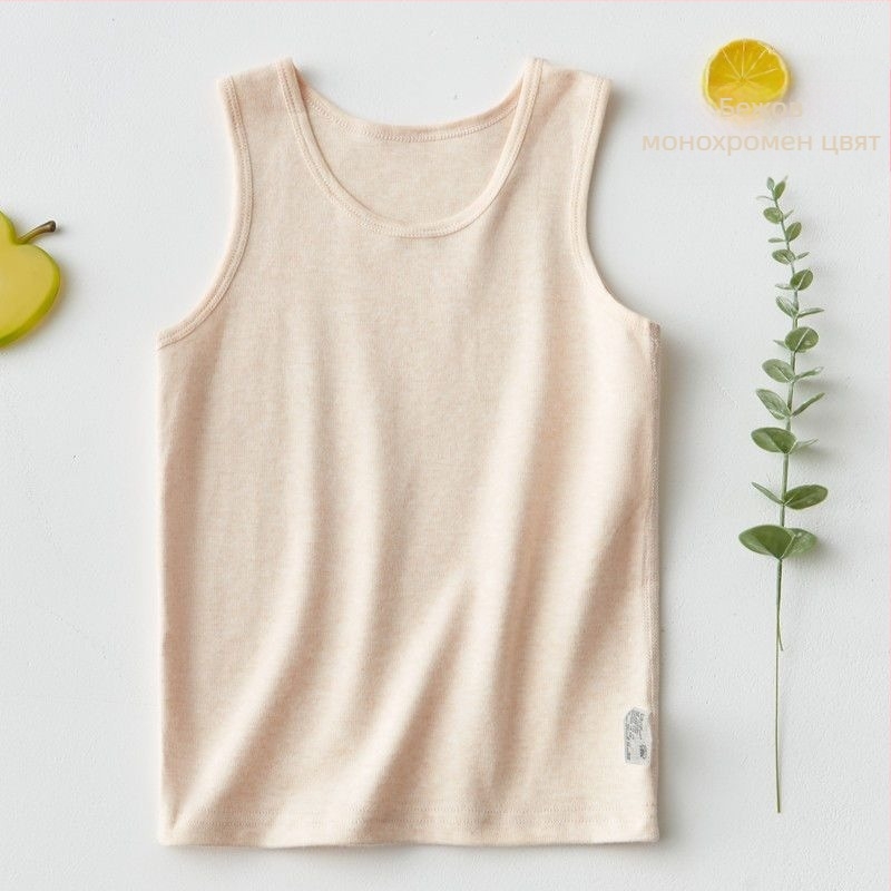 Детски безръкавен памучен потник с райета, 80% памук, пролетно-лятна серия, унисекс, за деца 3–8 г