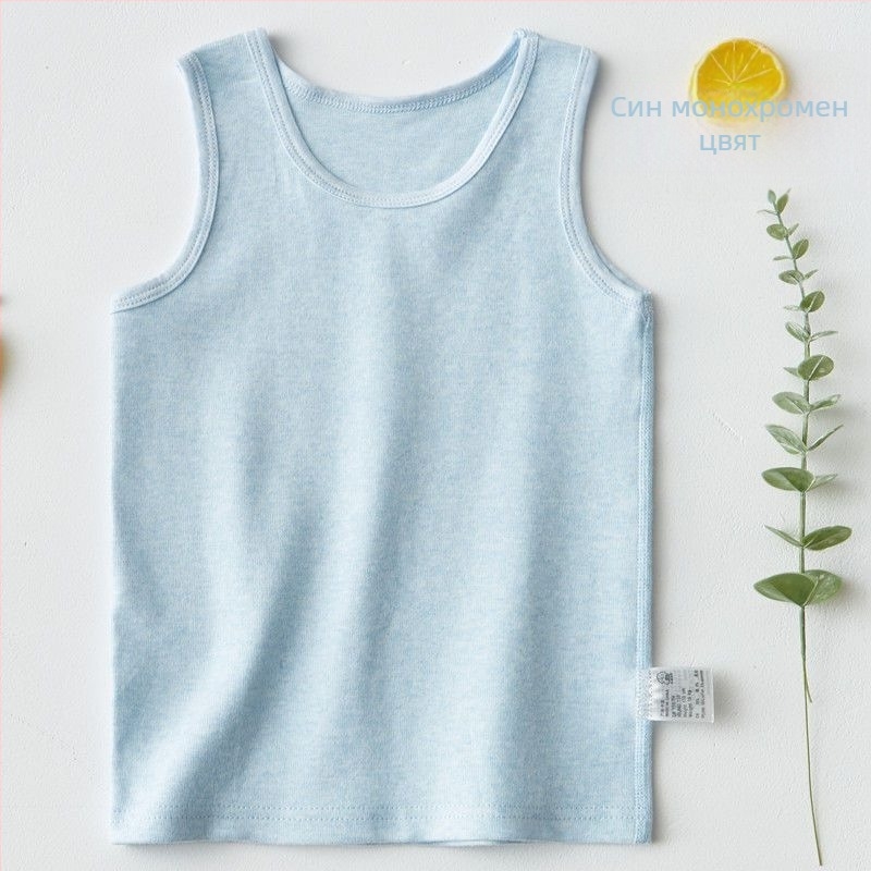 Детски безръкавен памучен потник с райета, 80% памук, пролетно-лятна серия, унисекс, за деца 3–8 г