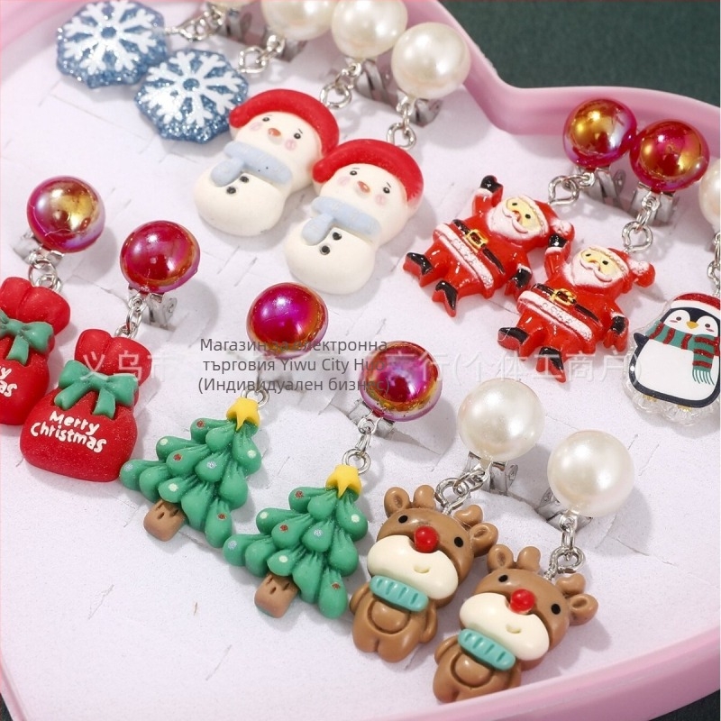 Детски клипсови обици - ръчно изработени, пластмаса/смола, форма цвете, корейски стил, серия Принцеси