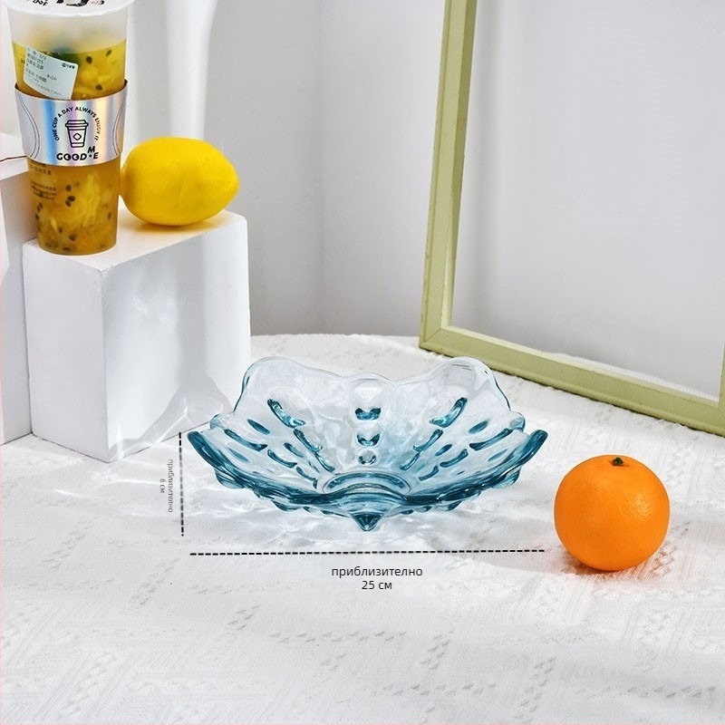 Стъклена плодова чиния за дома, модерен минималистичен стил, едноцветен модел, лято 2021