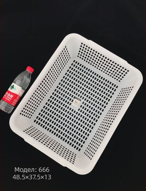 Пластмасова кошница за съхранение със квадратно сито и дренаж, модел 0361, PE материал