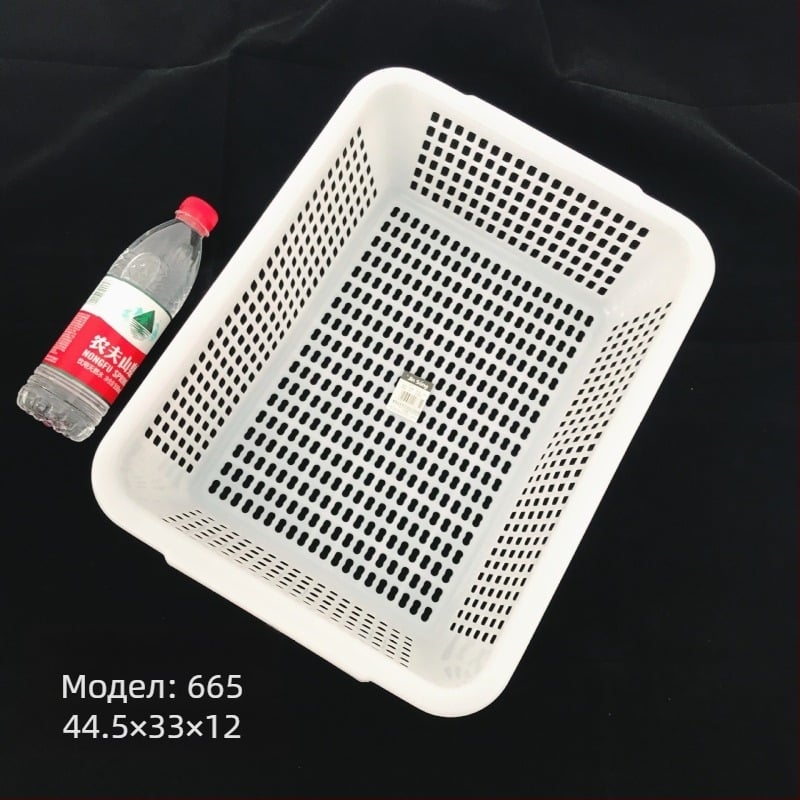 Пластмасова кошница за съхранение със квадратно сито и дренаж, модел 0361, PE материал