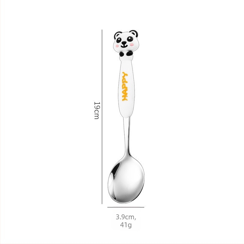 Детски набор прибори от 304 неръждаема стомана: вилица и лъжица със cartoon животни дизайни за деца; огледално полирани повърхности, портативен за външно ползване