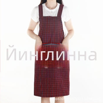 Престилка - корейски стил, без ръкави, памук-лен материал, против замърсяване, кухненска работна дреха