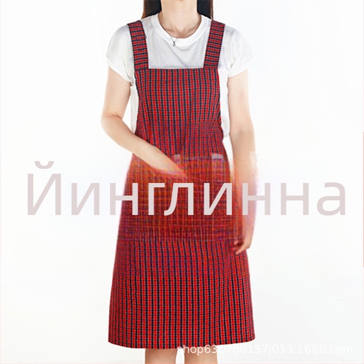 Престилка - корейски стил, без ръкави, памук-лен материал, против замърсяване, кухненска работна дреха