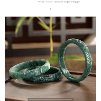 Гривна от жадеит с триизмерен феникс мотив, ръчна изработка, етнически стил бижута