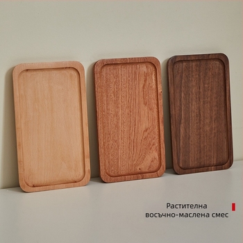 Японски стил овален дървен поднос — масивно дърво, модерен минималистичен стил, ръчно изрисувана повърхност, печат на лого, персонализируем дизайн