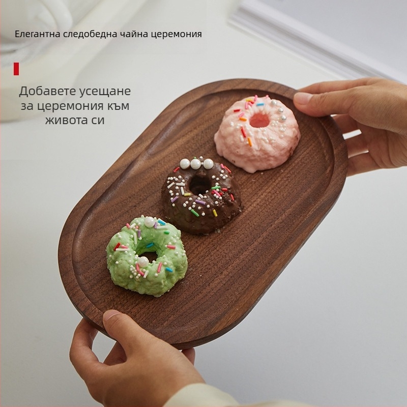 Японски стил овален дървен поднос — масивно дърво, модерен минималистичен стил, ръчно изрисувана повърхност, печат на лого, персонализируем дизайн