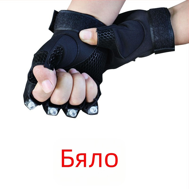 LED ръкавици без пръсти за спортове на открито – дишащо плетиво, унисекс за възрастни, дизайн с половин пръсти