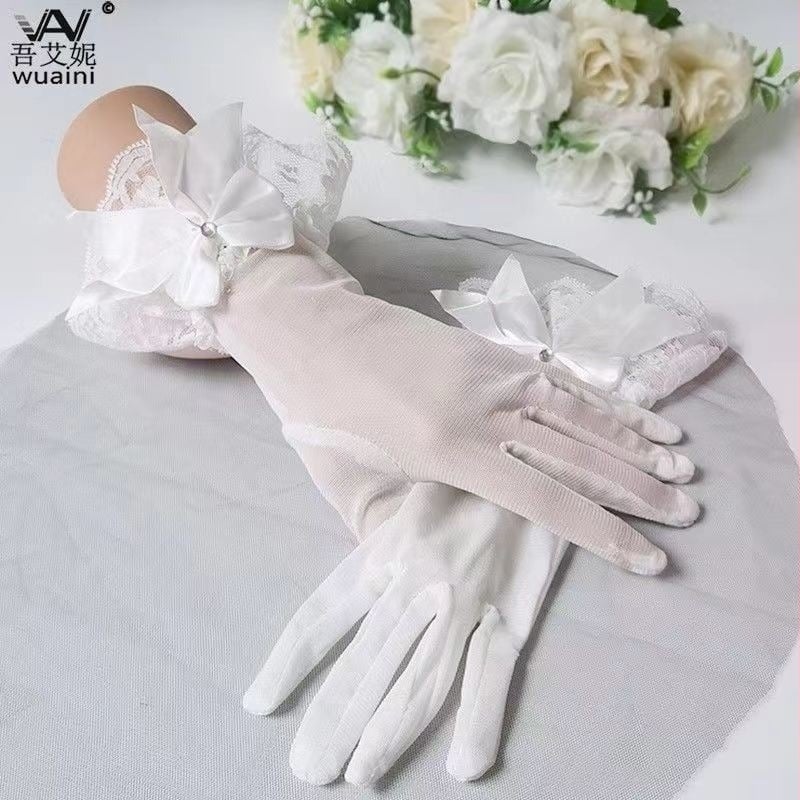 Сватбени ръкавици от мрежа – пръстови, семпъл стил, декоративни, за всички сезони, Wu aini