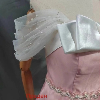 Сватбена рокля без презрамки с отделящо се едно рамо покривало, полиестер, креп, едноцветна, подходяща за всички сезони, обработване и персонализация: да