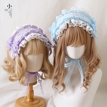 Детска Lolita лента за глава с дантелена панделка и илюзорна роза (Форма: детска; Вид: ластици и връзки за коса; Подходяща за: деца; Категория: аксесоари за коса; Година на пускане: 20213)