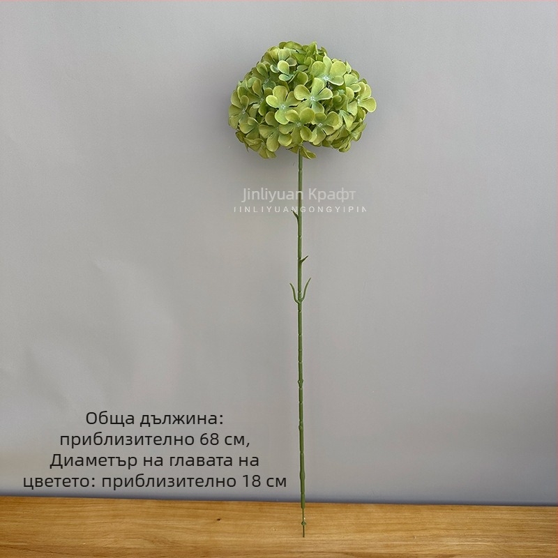 Изкуствена хидрангия, лолипоп аранжимент на една клонка, копринени цветя, релефен стил