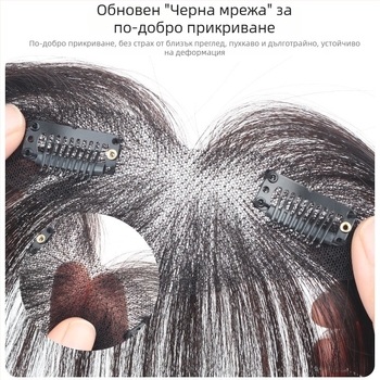 Перука за запълване на линията на косата с бебешка челка, истински човешки косъм, 25 см прави кичури, ръчно плетена основа, модел SZ513, боядисва се