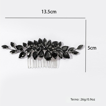 Сватбен гребен за коса с кристали, цветен дизайн, електроплакиране