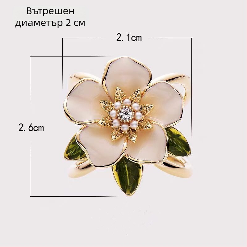 Блуза Gardenia с панделка от лента, флорален дизайн, японско‑корейски стил, сплав, диамантена вставка, обработка с масло, DD0195