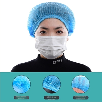 Нетъкан кап за коса, Strip Cap лента, свободна кройка, двойна ребрена конструкция, прахозащита и предотвратяване на косопад