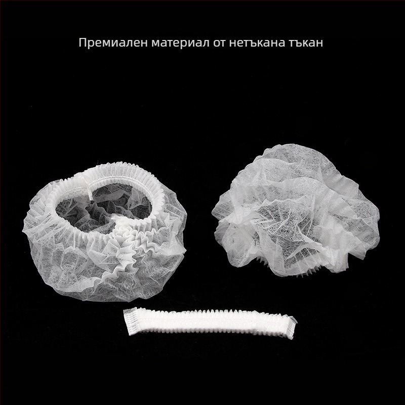 Еднократна шапка за коса от нетъкан текстил, лентовидна форма, антистатична, модел 444r, подходяща за хранителната промишленост