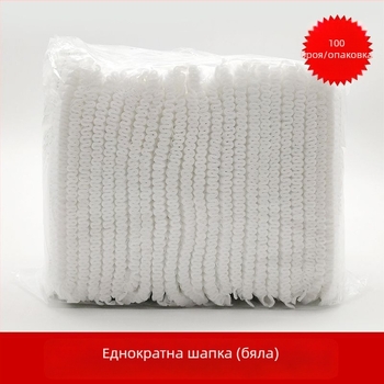 Еднократна защитна шапка за коса с мрежа – обикновен защитен шлем, срок на годност 12 месеца, подплата: друга, дишащи отвори: няма