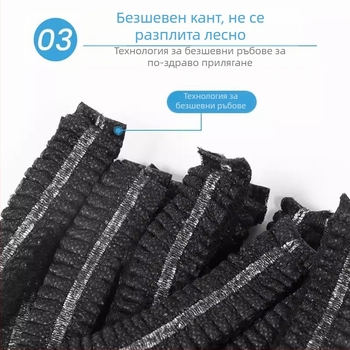 Кухненска шапка с мрежа за коса, еднократна, нетъкана, дишаща, прахозащитна, за вътрешно ползване