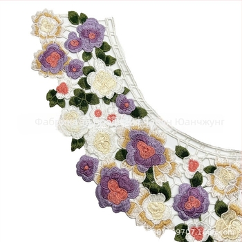 Декоративна фалшива яка в Mori стил с връзка и панделка, водоразтворима бродерия около деколтето.