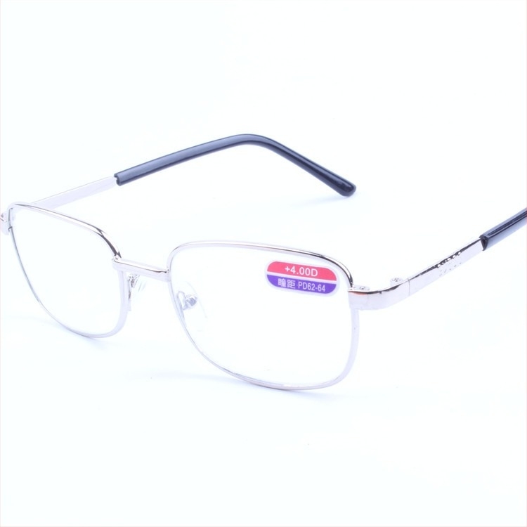 Очила за четене модел 501 с метална рамка, стъклени лещи, пълна рамка, квадратна форма.