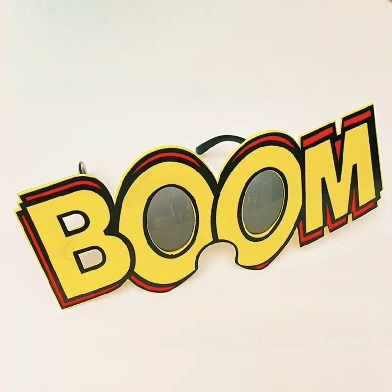 Очила BOOM с буквен дизайн, пълен рамков стил, унисекс за парти и снимки, PC материал, модел 076, Feihuang, лицензиран частен етикет