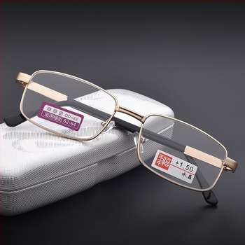 Очила за четене с рамка от неръждаема стомана, пълна рамка, асферични лещи, модел 6083 кристал, за възрастни