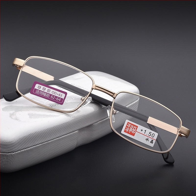 Очила за четене с рамка от неръждаема стомана, пълна рамка, асферични лещи, модел 6083 кристал, за възрастни