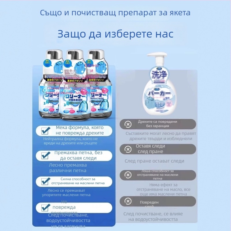 Почистващ агент за якета, ремонт на водоустойчиво боядисване, безопасен за тъканите, 330 ml, домашна марка