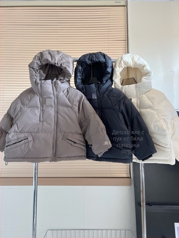 Детско пухено яке, 90% патешки пух, корейски стил, полиестерен външен слой и подплата, дълги ръкави, без яка, пролет 2025