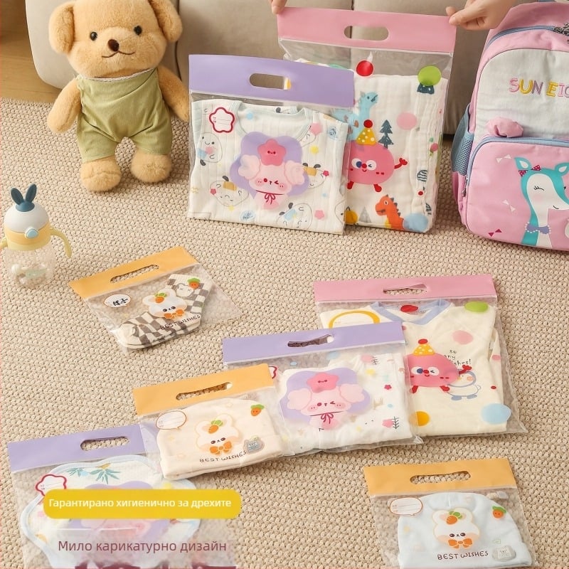 Сак за съхранение на дрехи за детска градина, модел 985, коприна с флорални мотиви, капацитет 0-5 л, стил универсален, функция запечатване