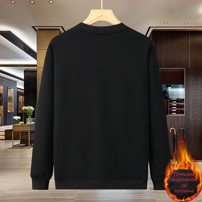 Пуловер суитшърт, с флийсова подплата, тежък памук, свободна кройка, зима
