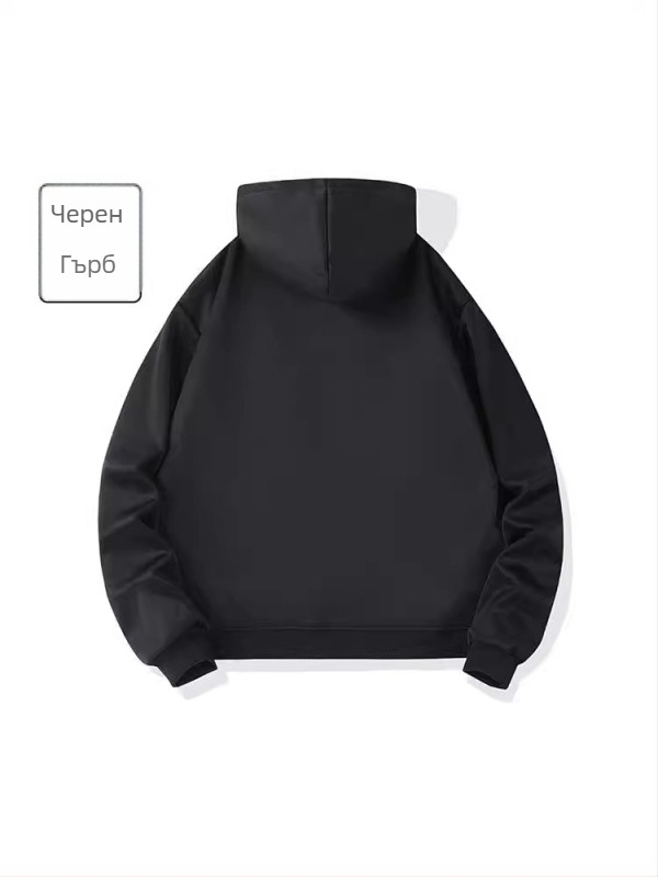 Пуловер с качулка, USB отопление, полиестер флис (Зимна версия 2024; Полиестер 91–95%; Флис; У-образно деколте; Дълги ръкави)