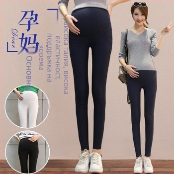 Майчински леггинси с коремна опора, памучно-смесен плат, тесен силует, съдържание на памук 71-80%