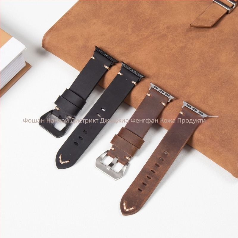 Ремък за смарт часовник от естествена кожа, винтидж Crazy Horse, стил Хепбърн, литературно ретро дизайн