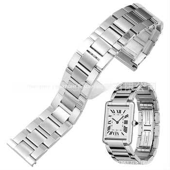 Каишка за часовник Tank от неръждаема стомана – съвместима с Cartier Tank, London Solo, Унисекс, Пролет 2025